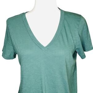Madewell Dark Sage Green V-Neck Short Sleeve Soft T-Shirt Small